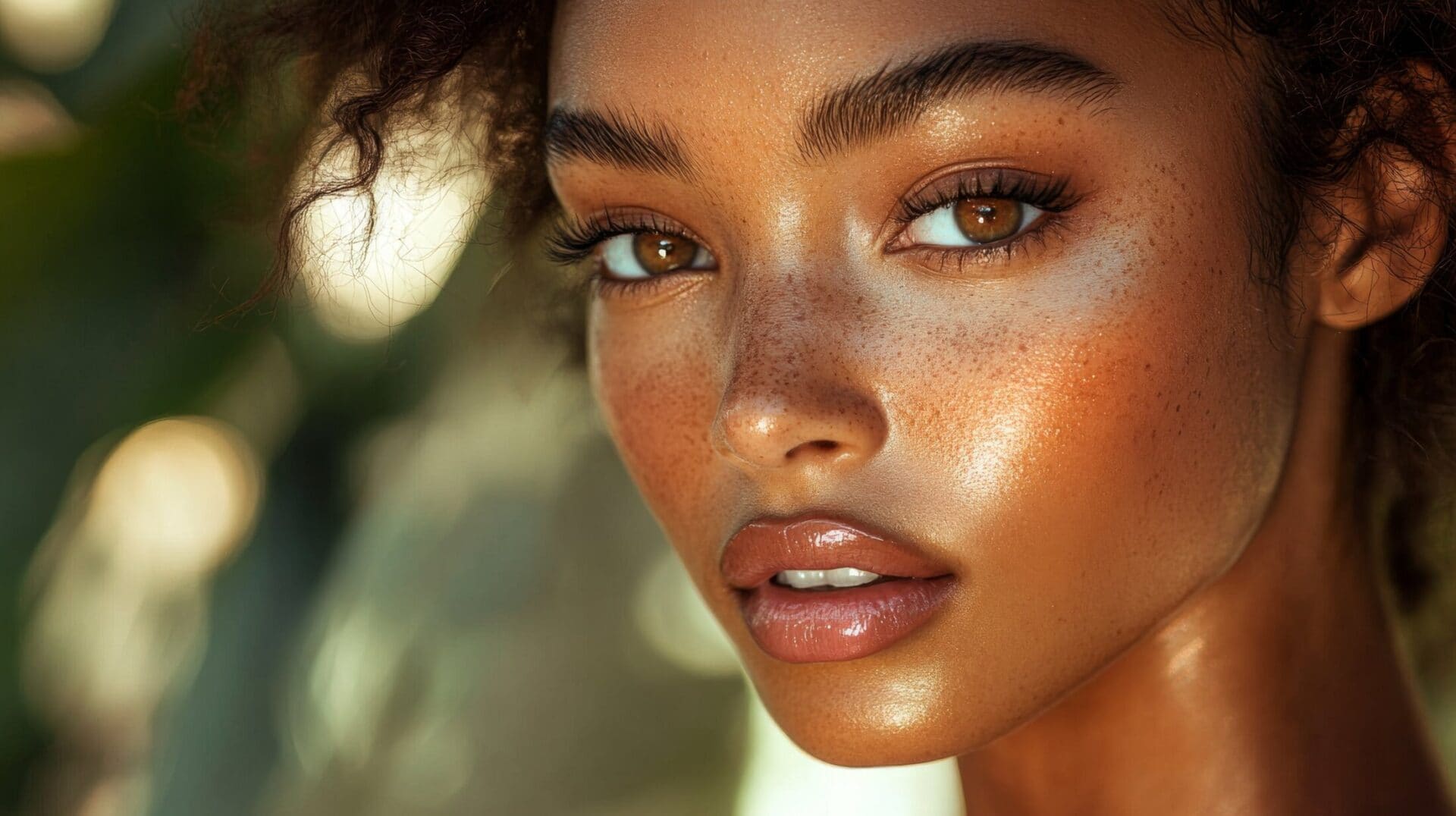 Close up portrait of a beautiful dark skinned young woman